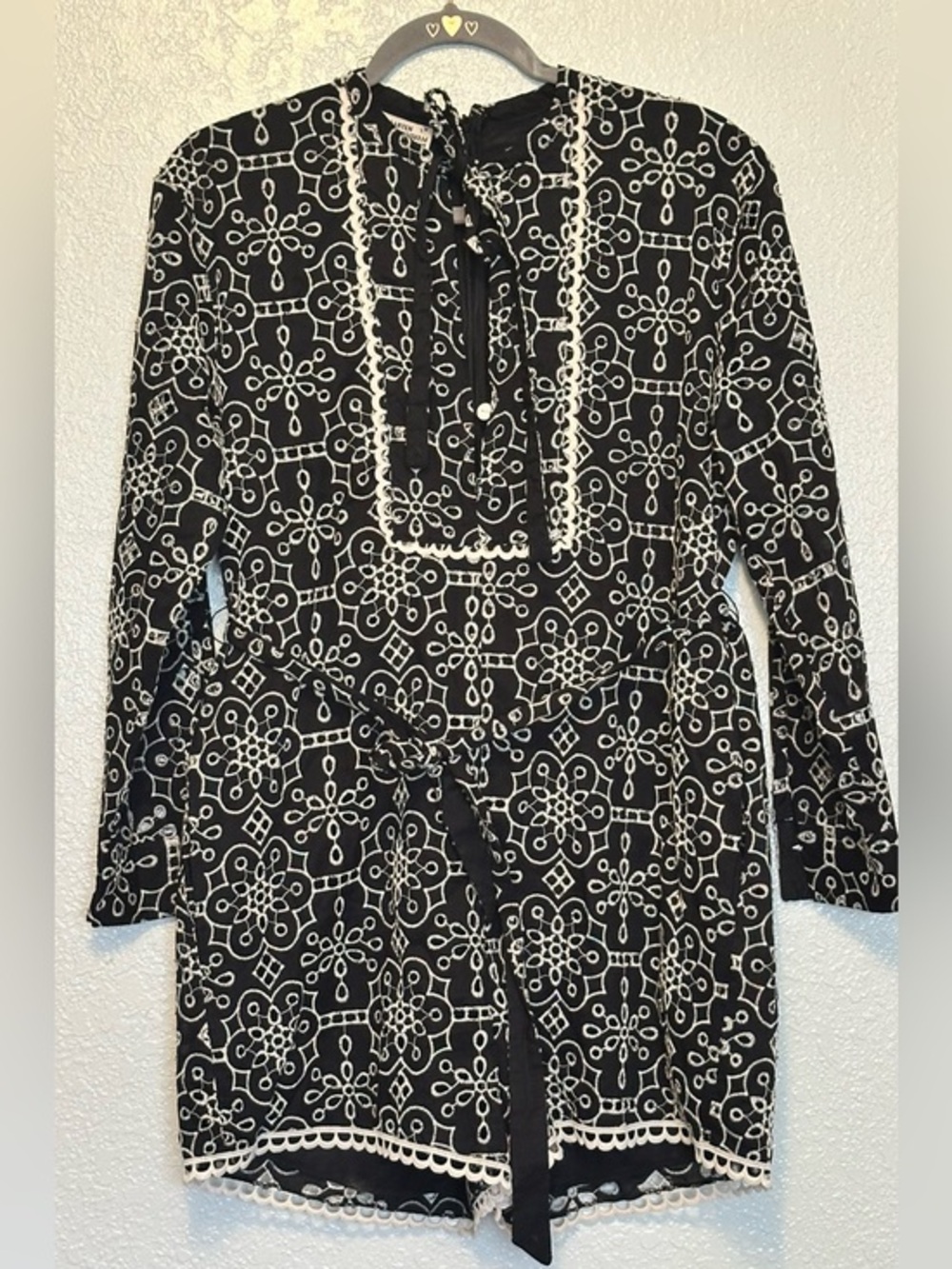 Baum und Pferdgarten Black & White Tie-Neck Patterned Romper with Waist Tie
